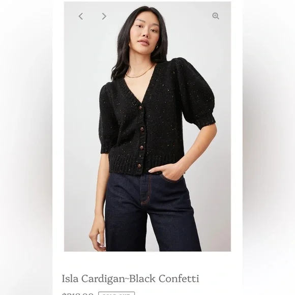 Rails Isla Black confetti Speckled wool blend Cardigan sweater - Picture 3 of 9